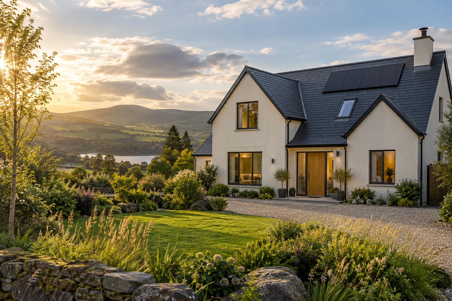 Solar panels on an Irish-style family home